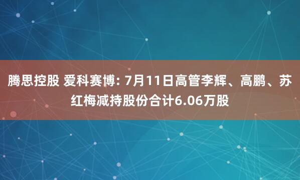 腾思控股 爱科赛博: 7月11日高管李辉、高鹏、苏红梅减持股份合计6.06万股